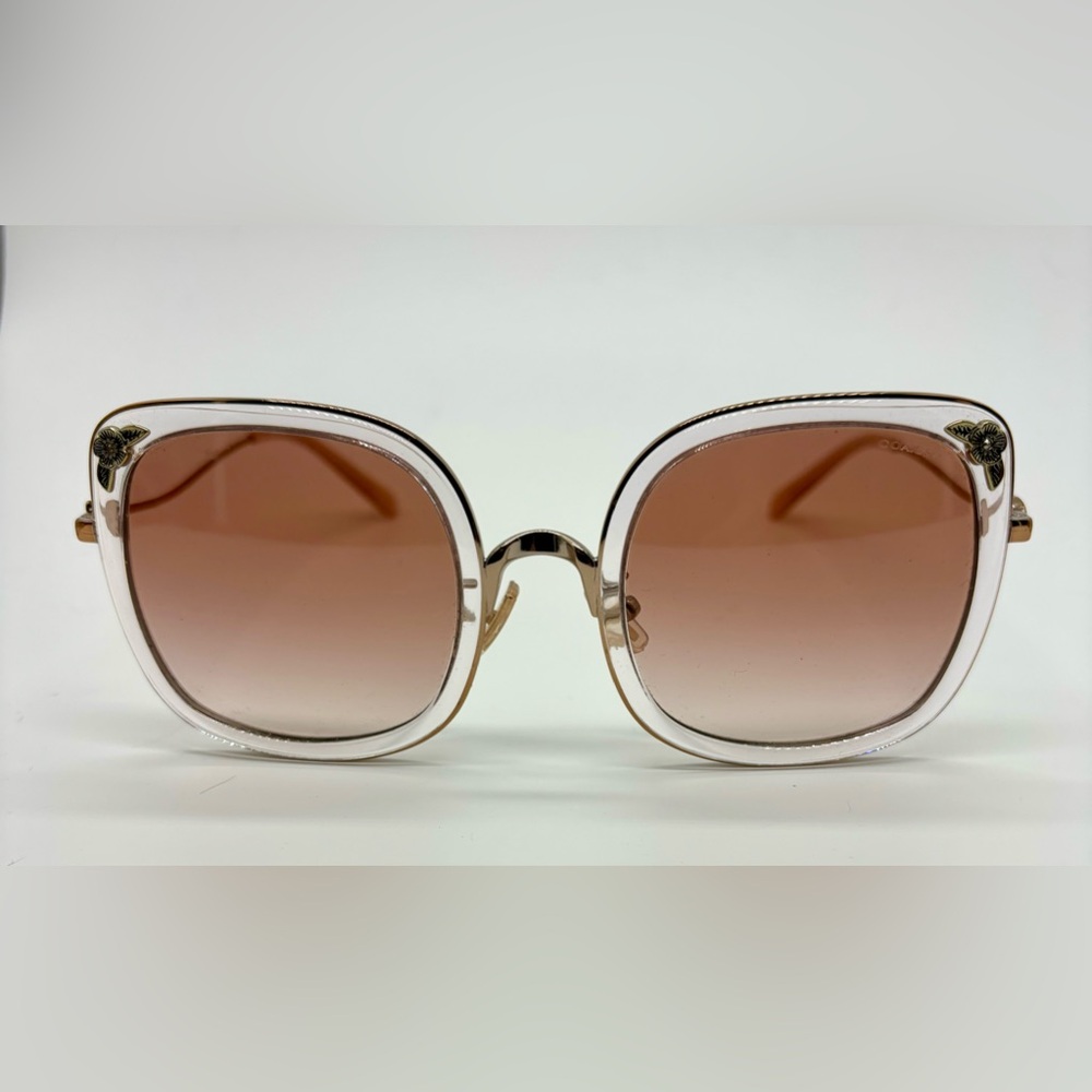 Coach HC7101B Sunglasses, Rose Gold/Transparent Pink/Pink Gradient, 53 mm